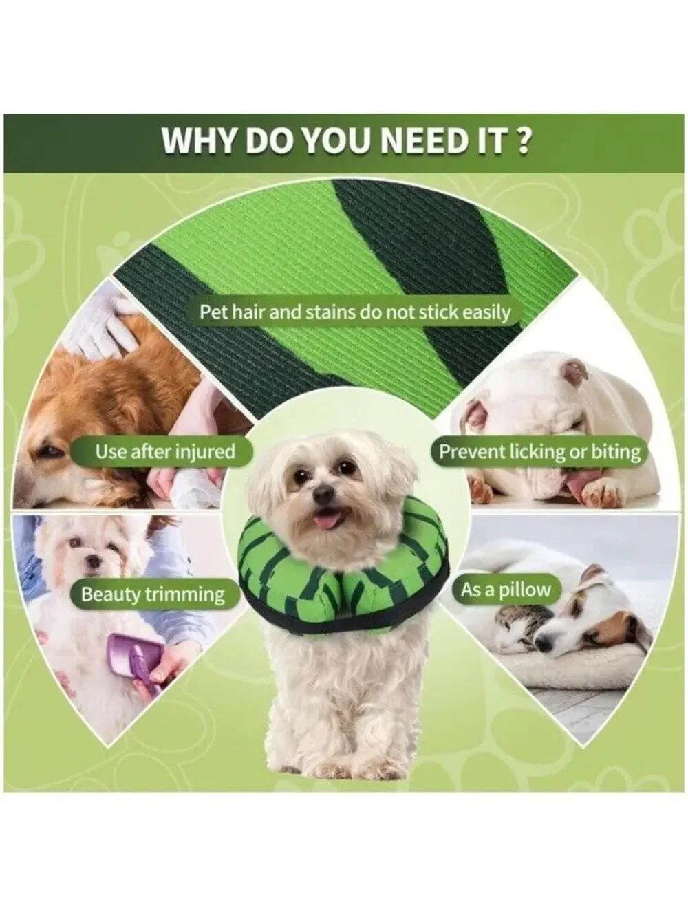 XL Protective Inflatable Dog Recovery Cone Soft Donut Cone XL Watermelon Blow Up
